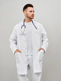 Халат медицинский мужской, длинный рукав, цвет белый, арт 4-495