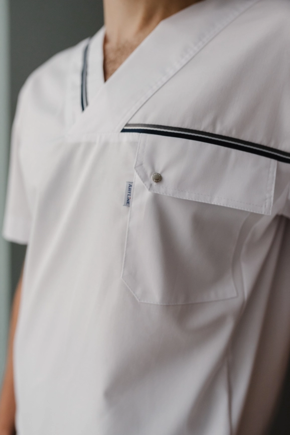 Блузон медицинский мужской, короткий рукав, цвет белый, арт 6-651к фото 3