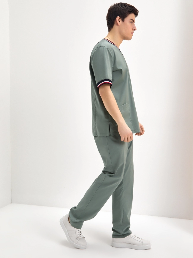 Блузон медицинский мужской, короткий рукав, цвет хаки, арт 6-377 фото 3