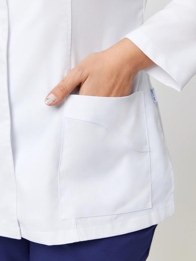 Блузон медицинский женский, длинный  рукав, цвет белый, арт 5-802 фото 2