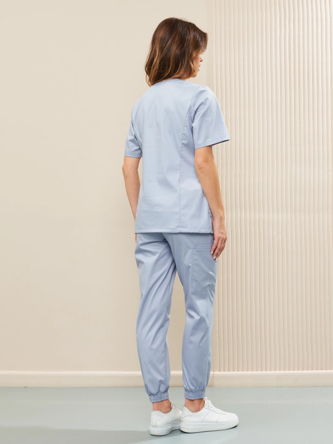 Блузон медицинский женский, короткий рукав, цвет светло серый, арт 7-343 фото 5
