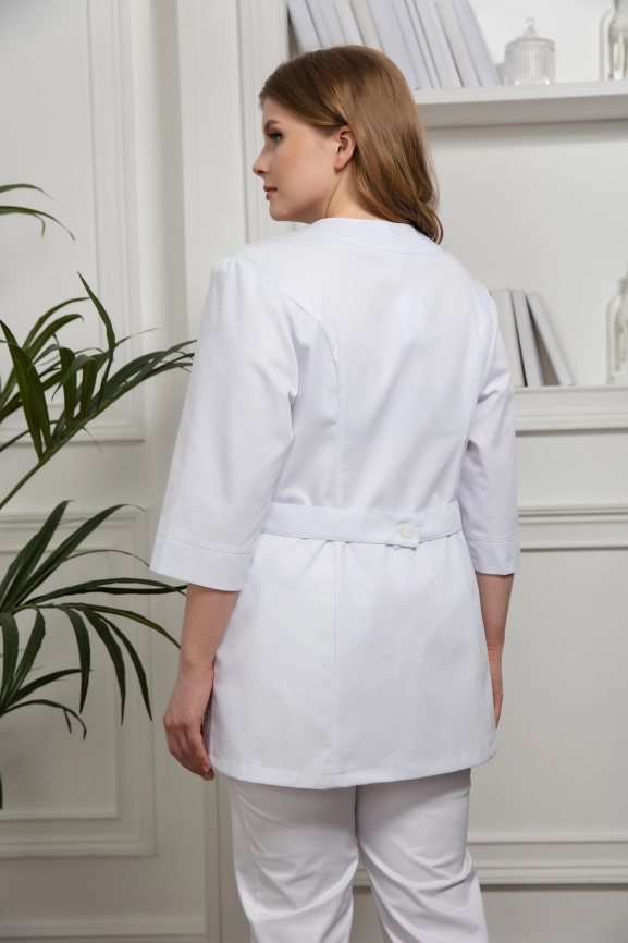 Блузон медицинский женский, короткий рукав, цвет белый, арт 5-117 фото 3